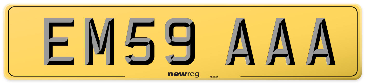 EM59 AAA Rear Number Plate