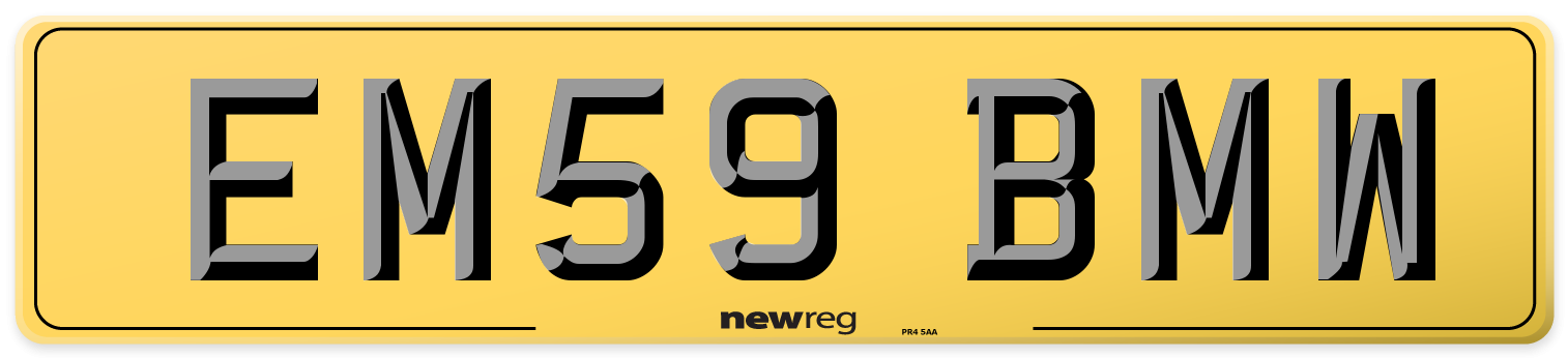 EM59 BMW Rear Number Plate