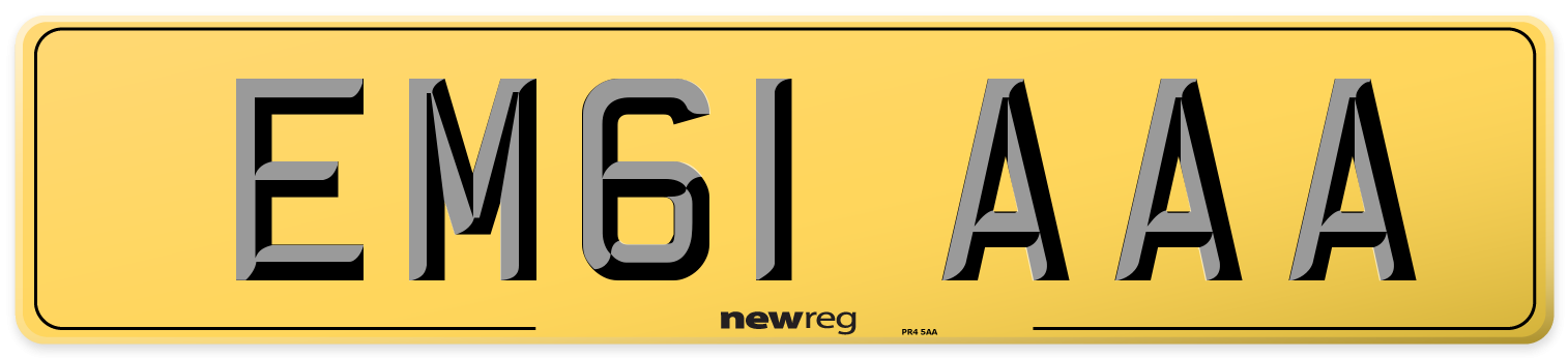 EM61 AAA Rear Number Plate