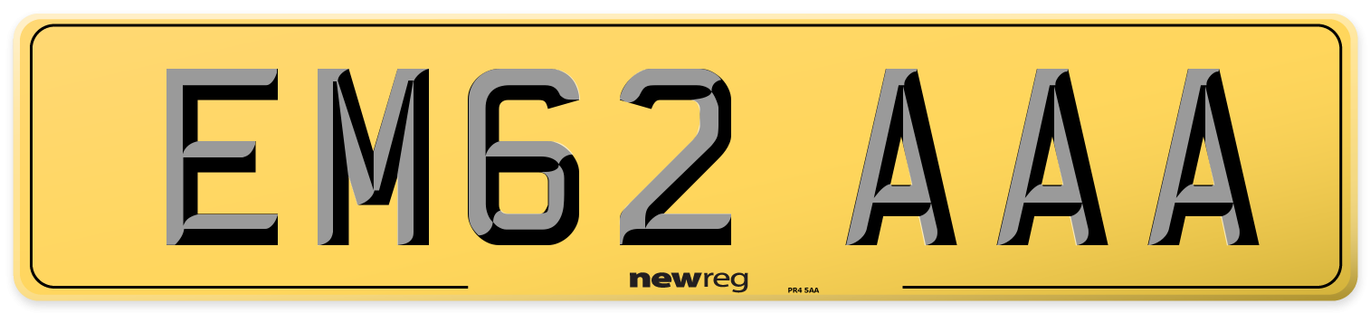 EM62 AAA Rear Number Plate