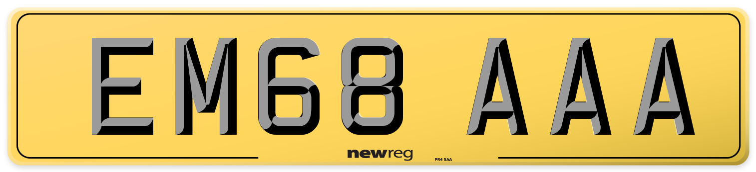 EM68 AAA Rear Number Plate