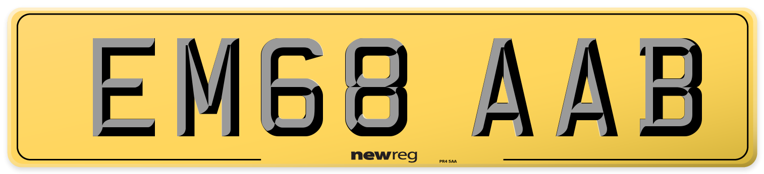 EM68 AAB Rear Number Plate