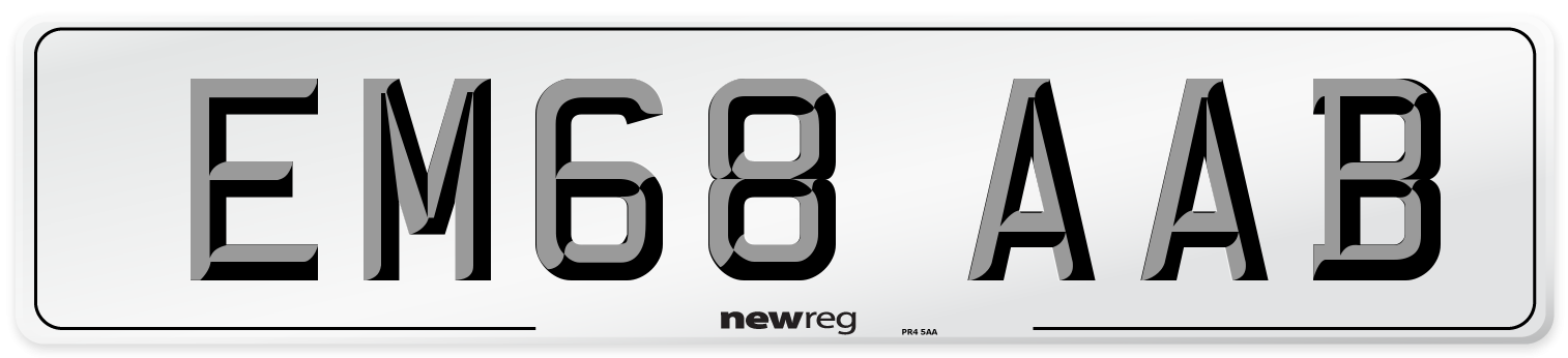 EM68 AAB Front Number Plate