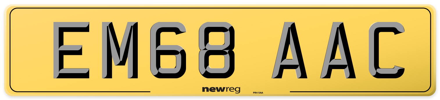 EM68 AAC Rear Number Plate