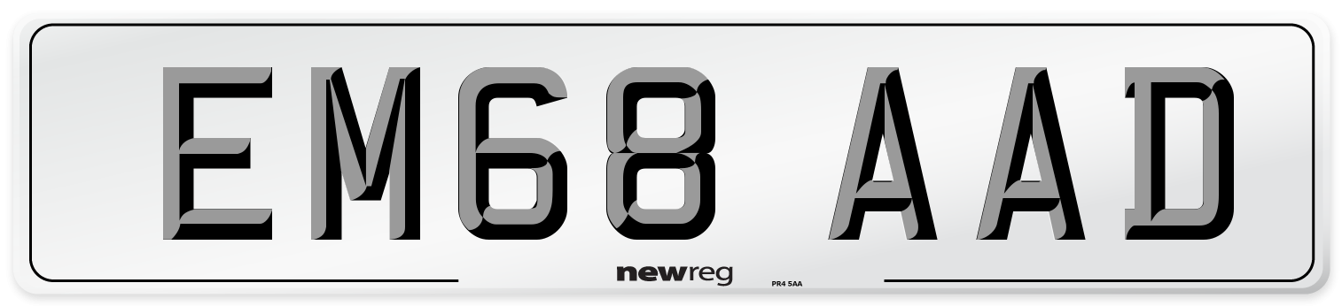 EM68 AAD Front Number Plate