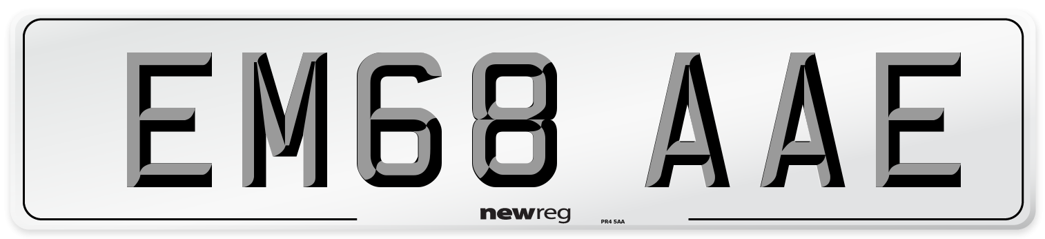 EM68 AAE Front Number Plate