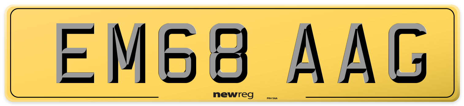 EM68 AAG Rear Number Plate