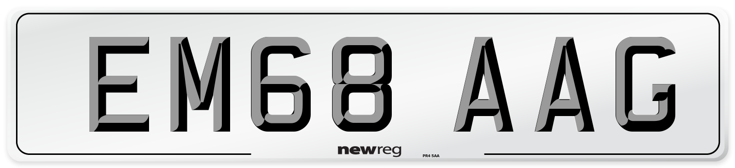 EM68 AAG Front Number Plate