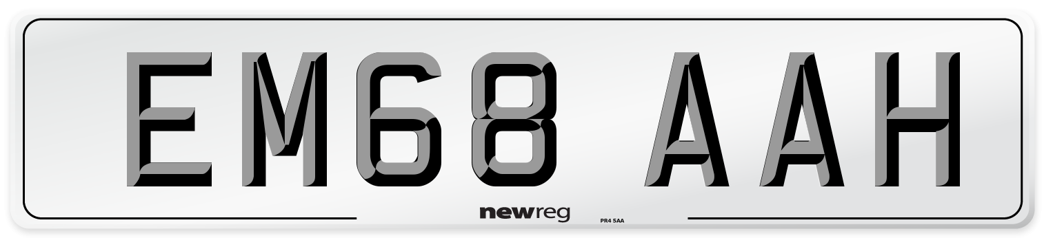 EM68 AAH Front Number Plate