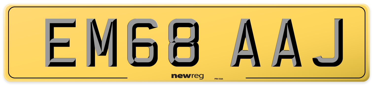 EM68 AAJ Rear Number Plate