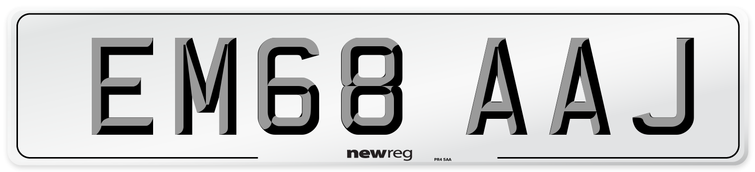 EM68 AAJ Front Number Plate