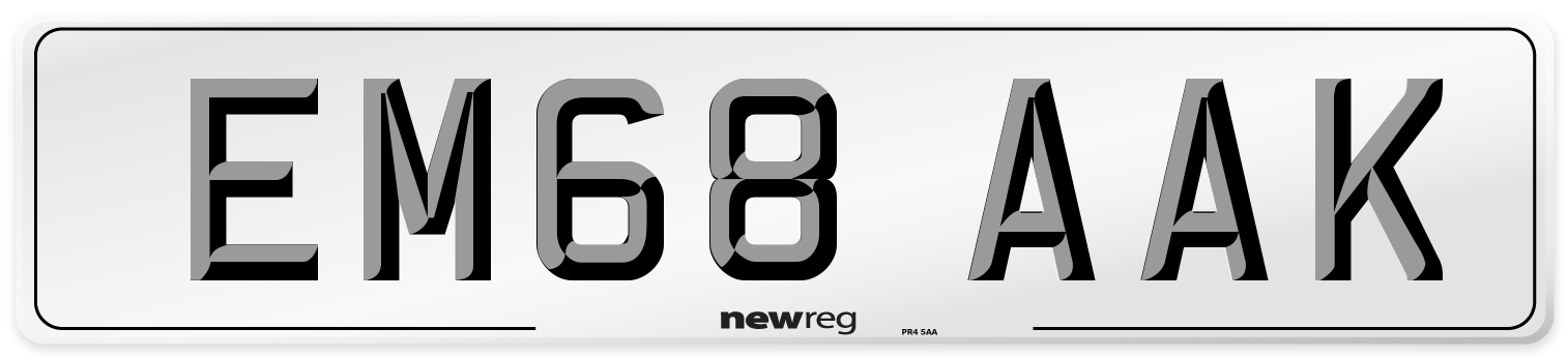 EM68 AAK Front Number Plate