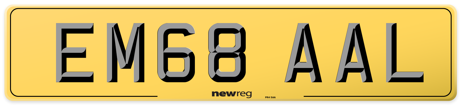 EM68 AAL Rear Number Plate