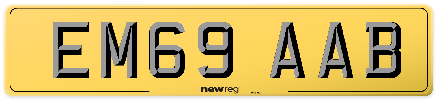 EM69 AAB Rear Number Plate