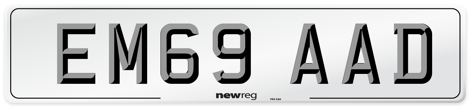 EM69 AAD Front Number Plate