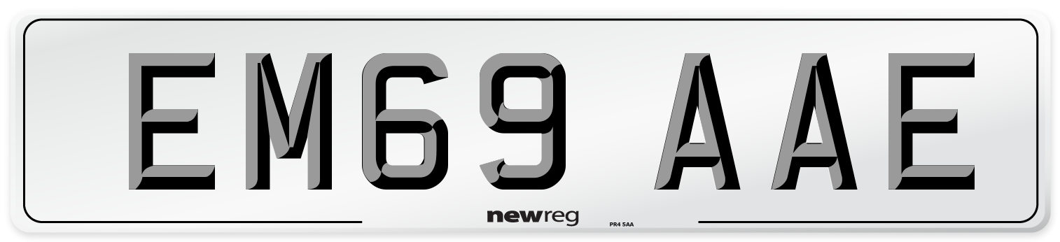 EM69 AAE Front Number Plate