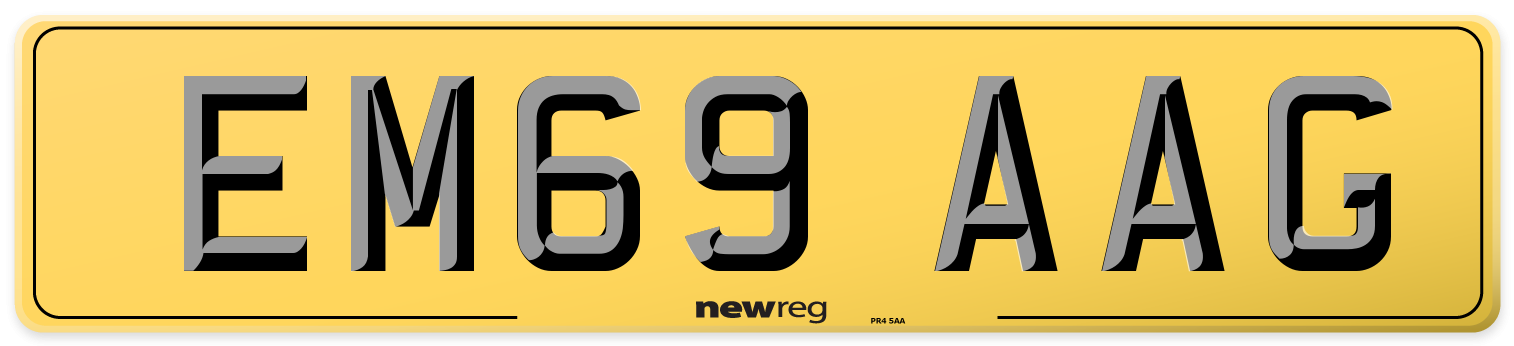EM69 AAG Rear Number Plate