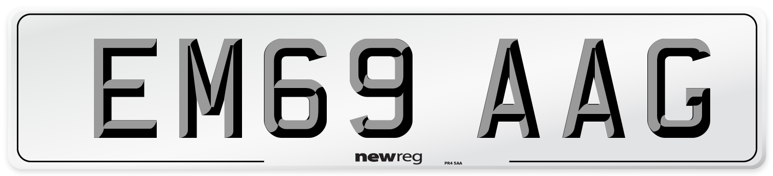 EM69 AAG Front Number Plate