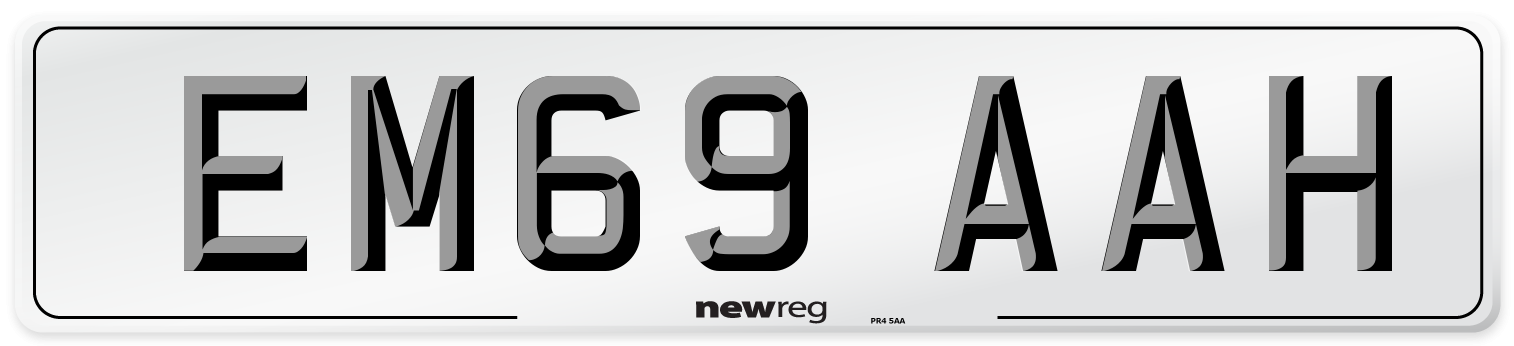 EM69 AAH Front Number Plate