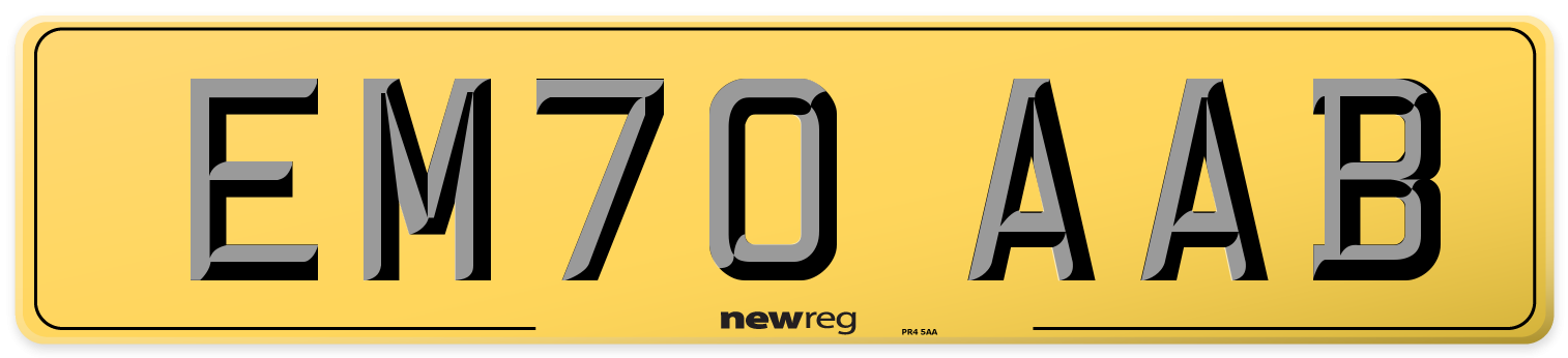 EM70 AAB Rear Number Plate