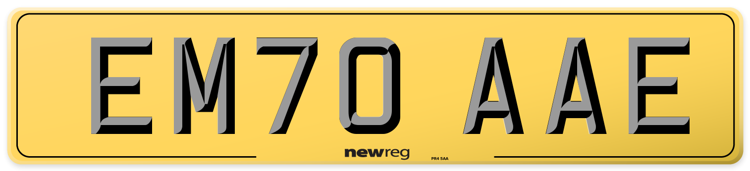 EM70 AAE Rear Number Plate
