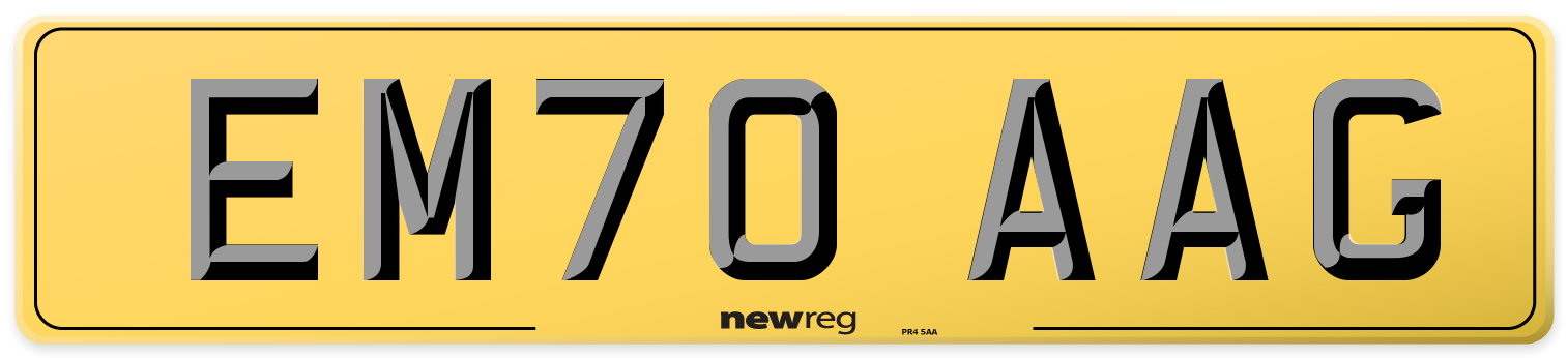 EM70 AAG Rear Number Plate