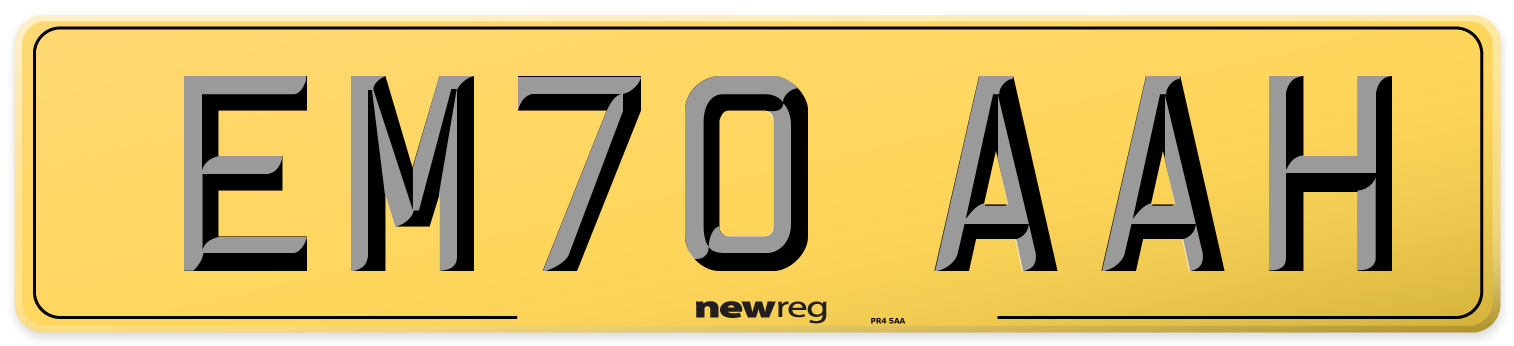 EM70 AAH Rear Number Plate
