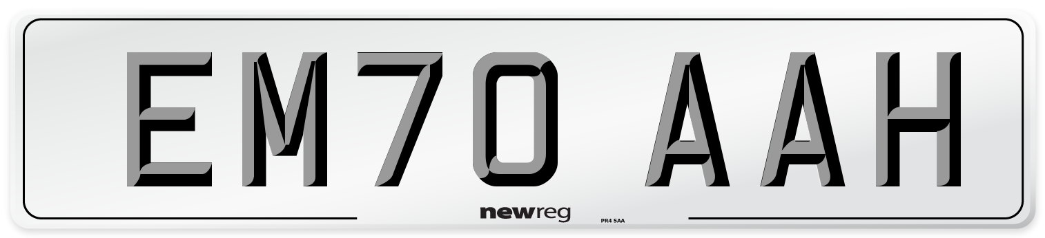 EM70 AAH Front Number Plate