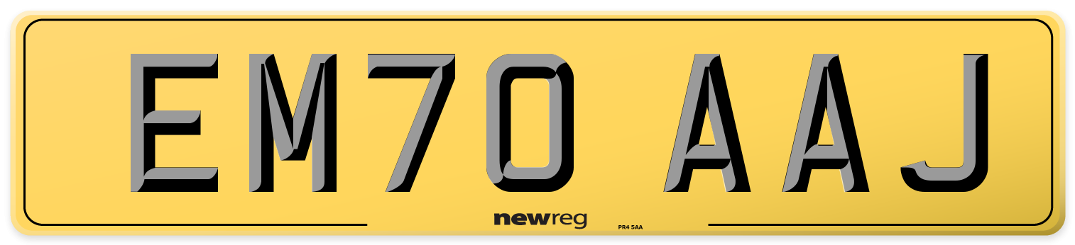 EM70 AAJ Rear Number Plate
