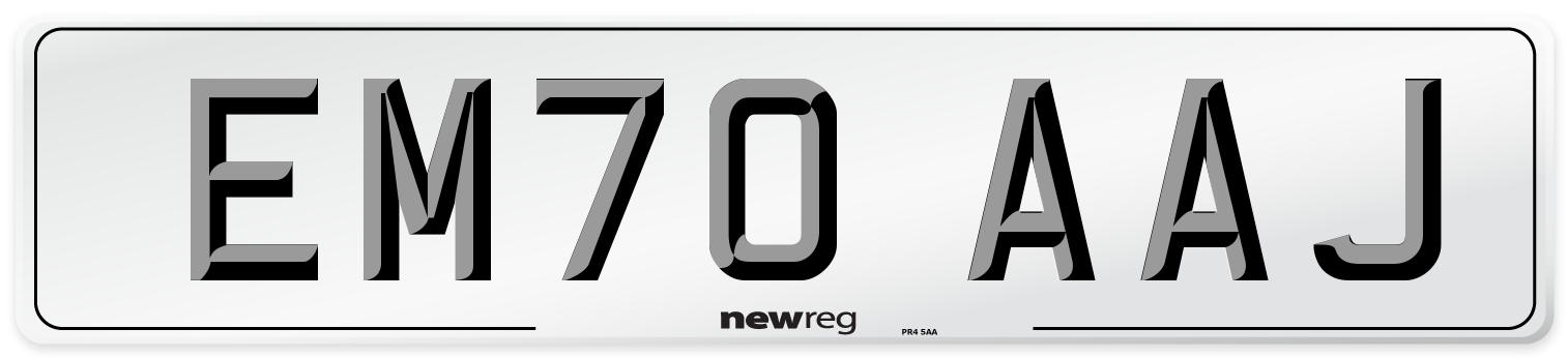 EM70 AAJ Front Number Plate