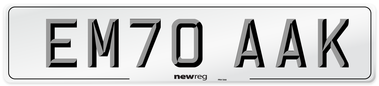 EM70 AAK Front Number Plate