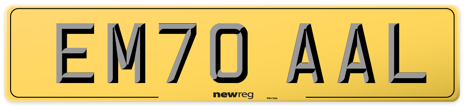 EM70 AAL Rear Number Plate
