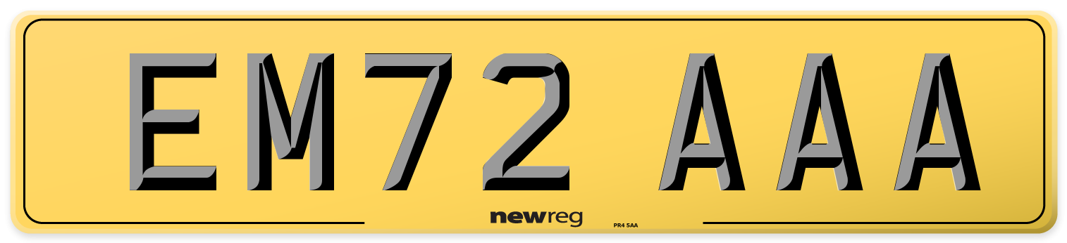 EM72 AAA Rear Number Plate