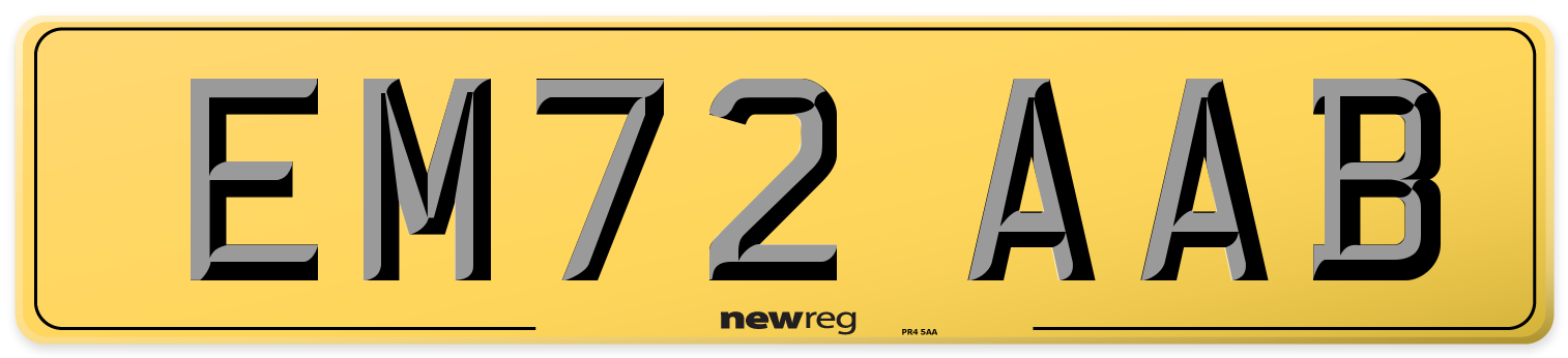 EM72 AAB Rear Number Plate