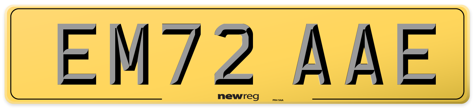 EM72 AAE Rear Number Plate