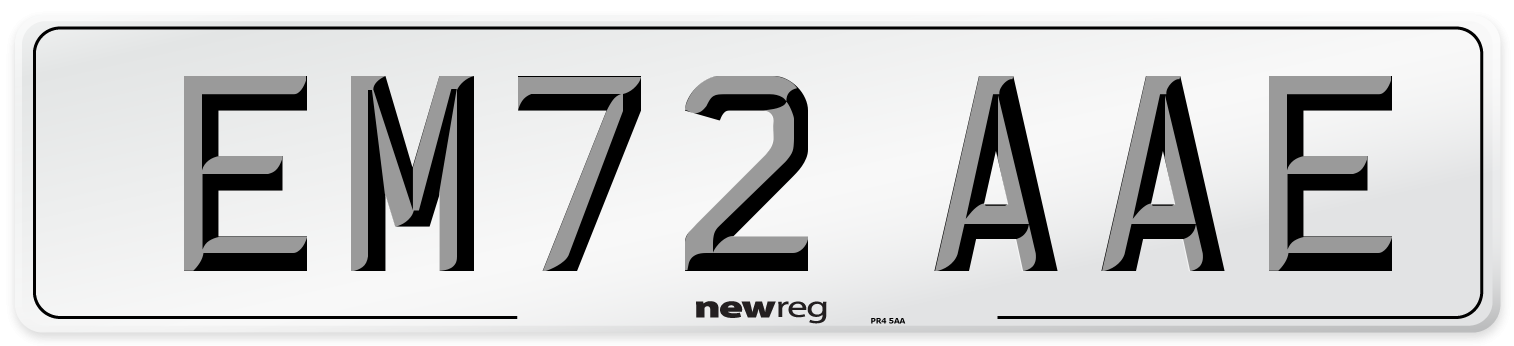 EM72 AAE Front Number Plate