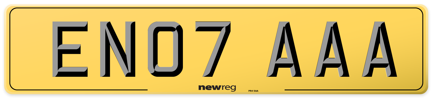 EN07 AAA Rear Number Plate