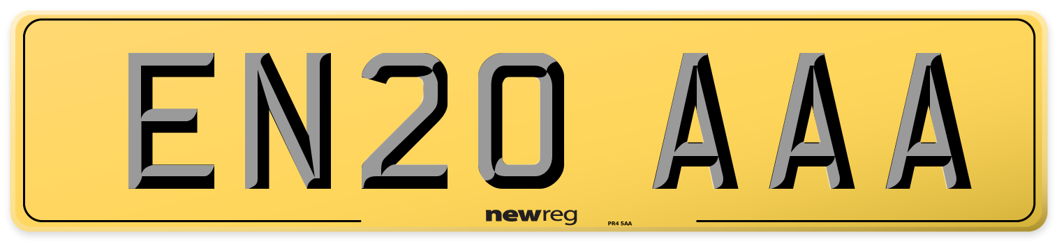 EN20 AAA Rear Number Plate