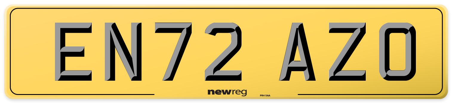 EN72 AZO Rear Number Plate