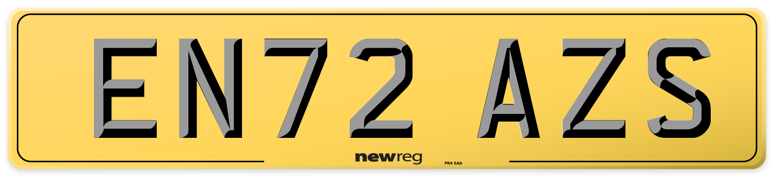 EN72 AZS Rear Number Plate