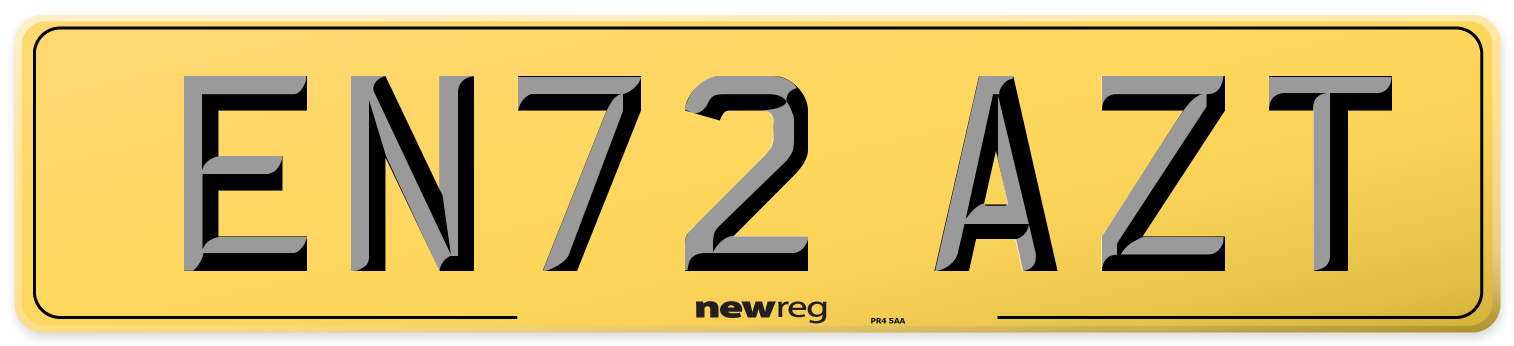EN72 AZT Rear Number Plate