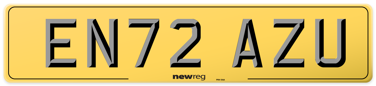 EN72 AZU Rear Number Plate