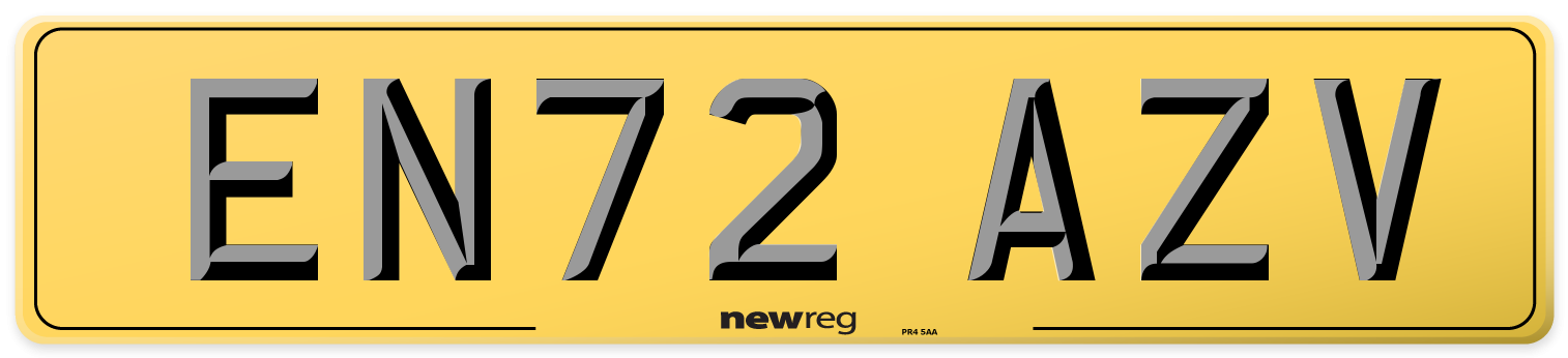 EN72 AZV Rear Number Plate