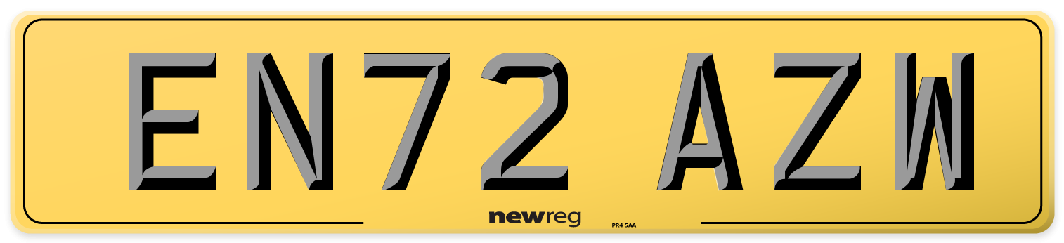 EN72 AZW Rear Number Plate