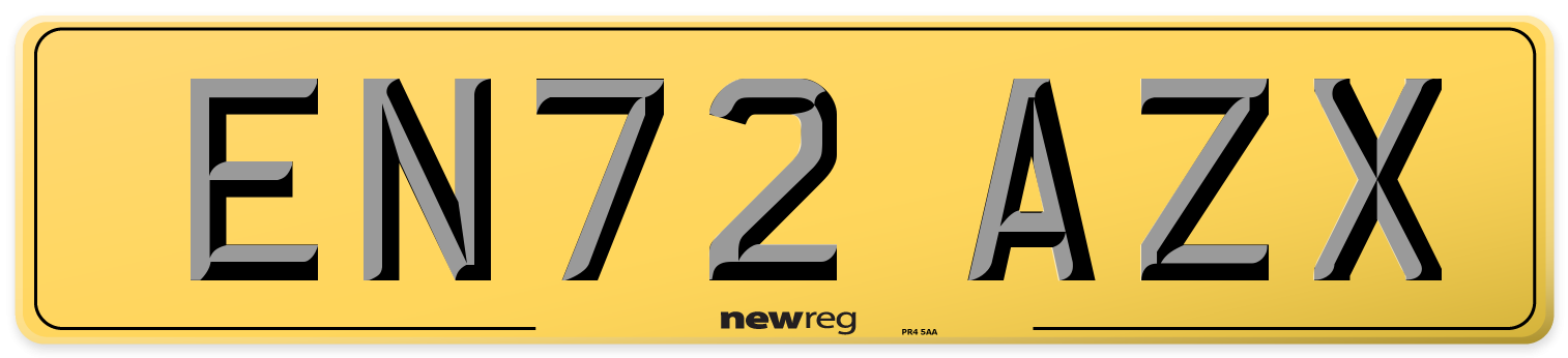 EN72 AZX Rear Number Plate