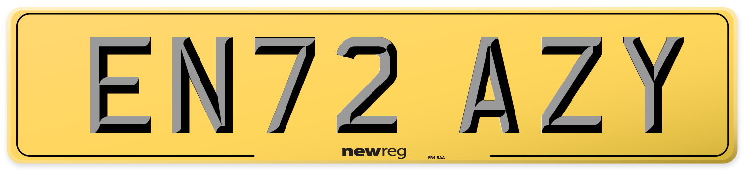 EN72 AZY Rear Number Plate