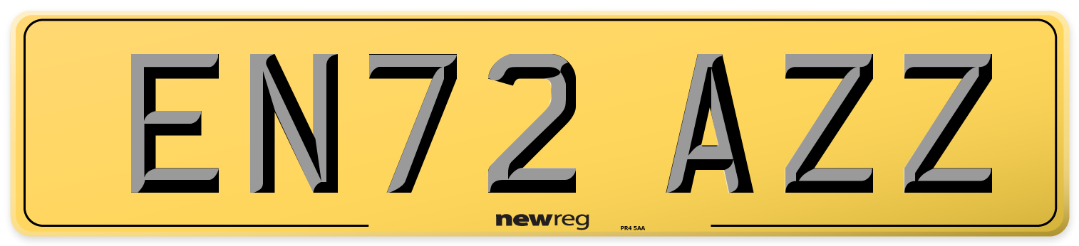 EN72 AZZ Rear Number Plate