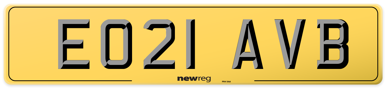 EO21 AVB Rear Number Plate