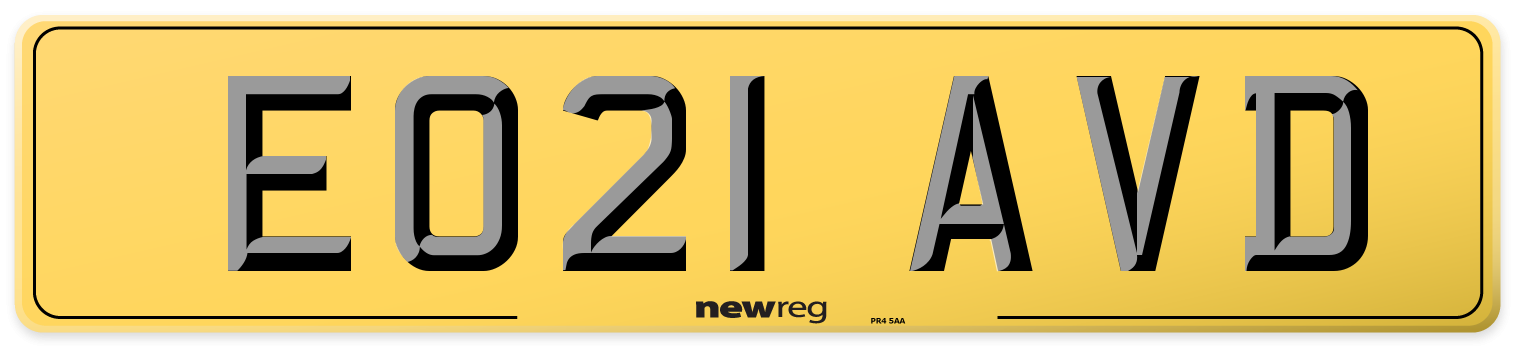 EO21 AVD Rear Number Plate