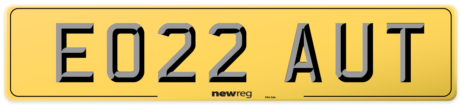 EO22 AUT Rear Number Plate